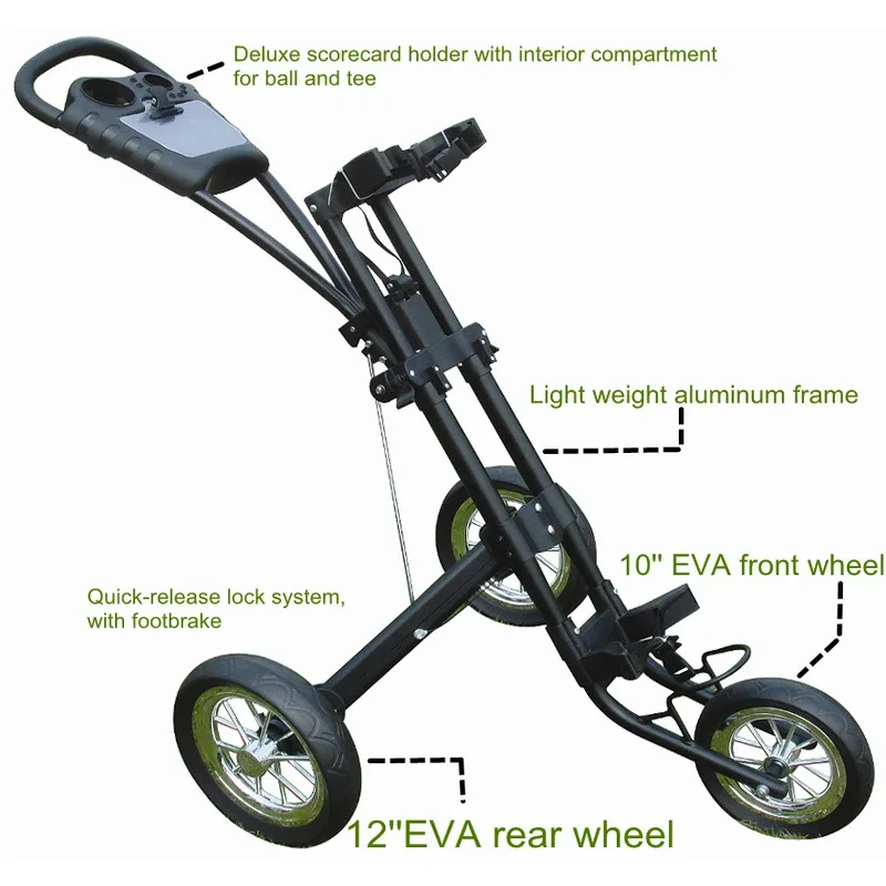 

Лидер продаж на заводе. Купить трехколесную тележку для гольфа Push Golf Cart 3-колесную для сумки-стойки.