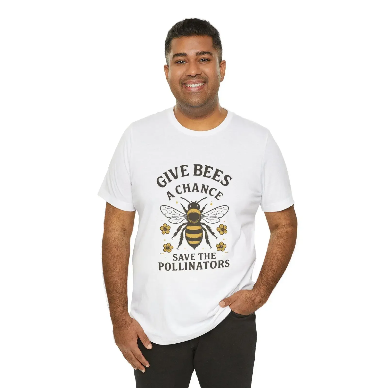 Give Bees a Chance T Shirt Save the Pollinators Available in 5 Colors USA vintage Washed Stylish Unisex Soft Slightly homme