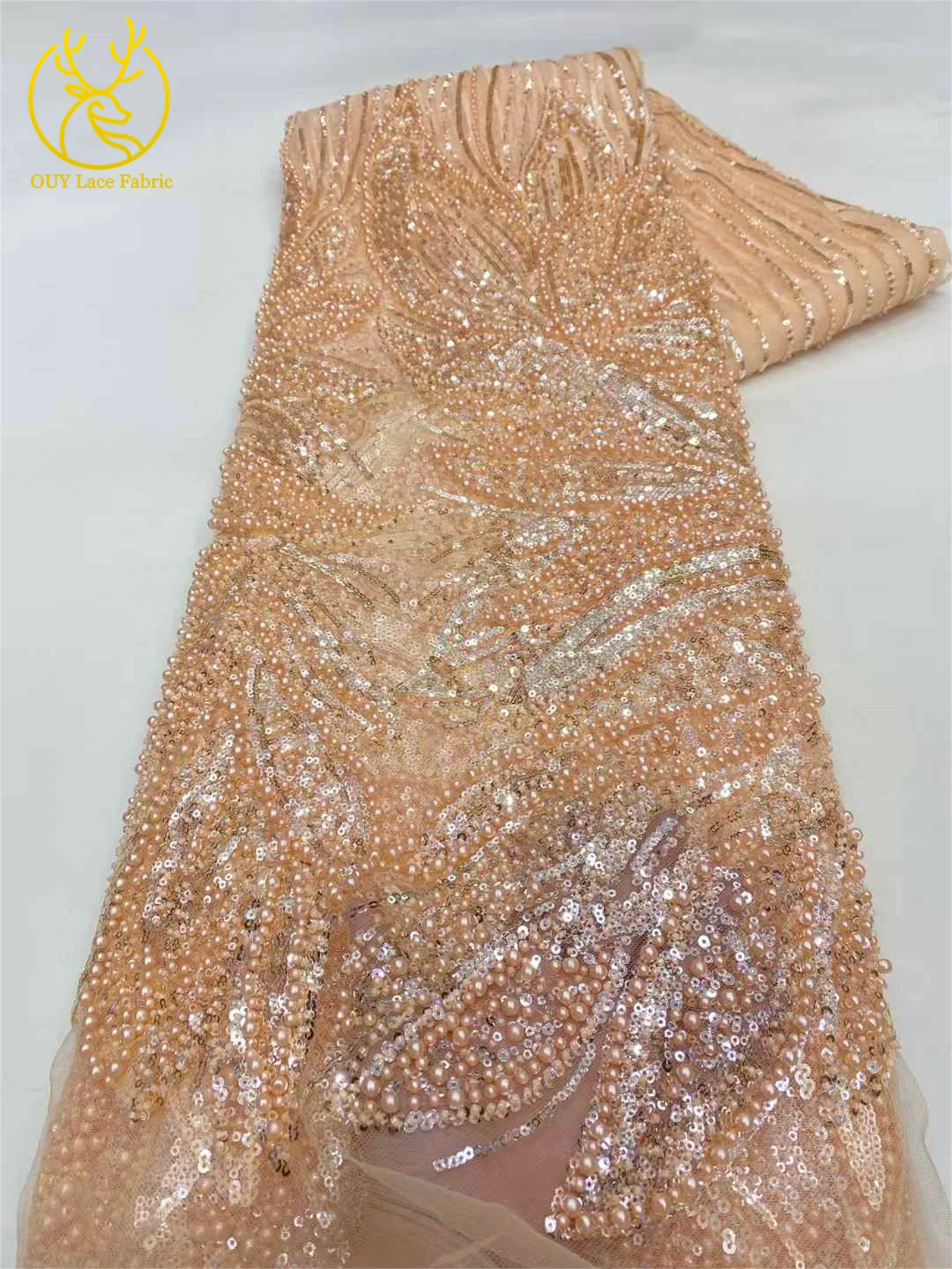 أحدث الفرنسية الأبيض شبكة الدانتيل مطرز تول النسيج النيجيري الدانتيل الترتر النسيج للنساء الخياطة فساتين الزفاف السيدات 5 ياردة