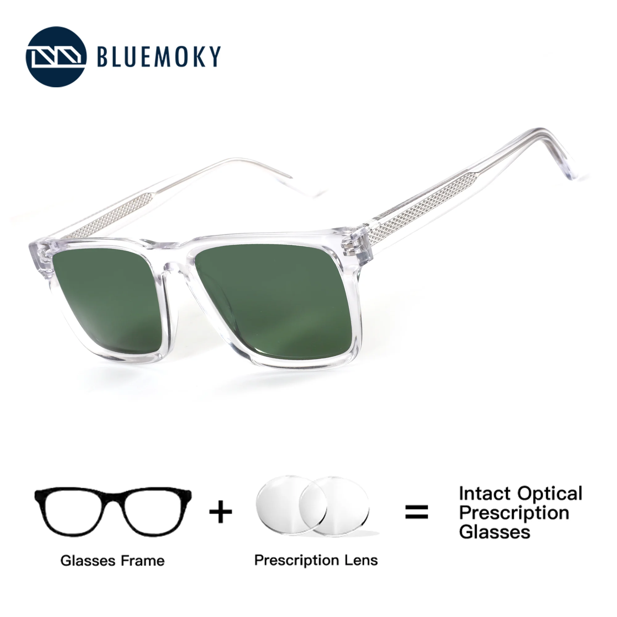 

BLUEMOKY Men TR90 Square Prescription Sunglasses Progressive Myopia Polarized UV400 Protection, Suitable for Travel Photography