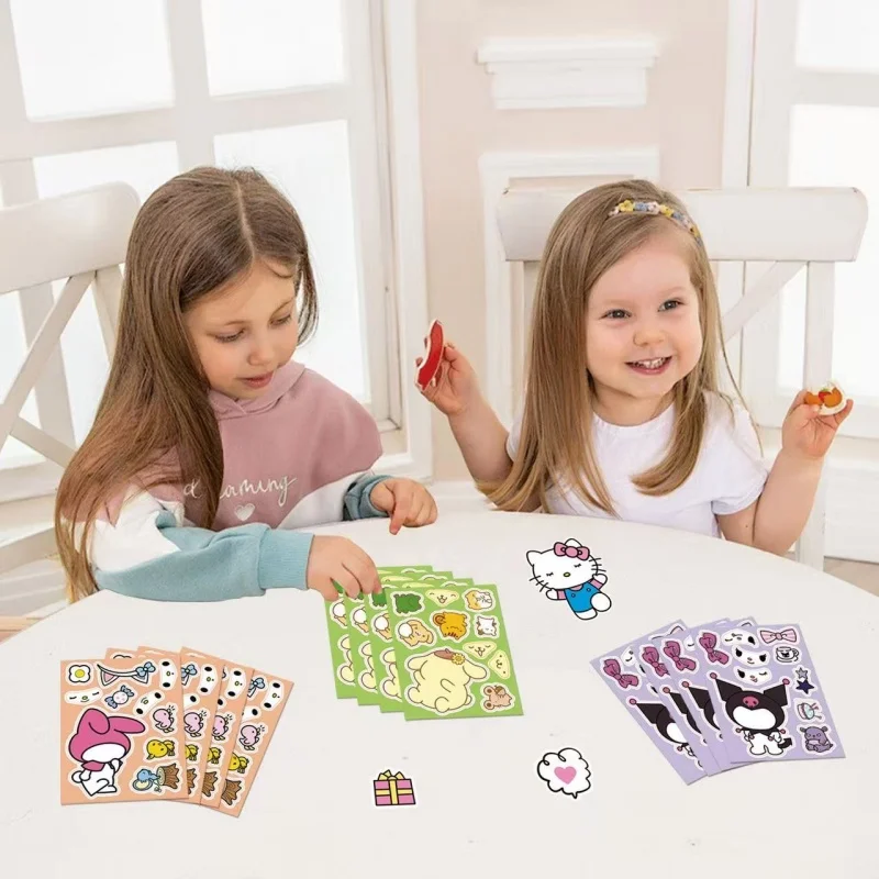 سانريو مزيج كورومي مرحبا كيتي لغز الأطفال ملصقات ممتعة Makea-Face تجميع لعبة الكرتون تجميع بانوراما الأطفال هدية