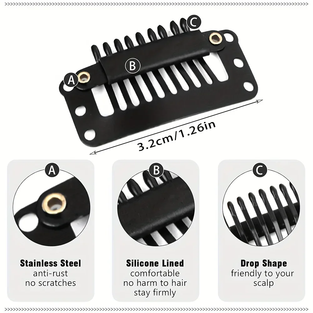 10-100Pieces Hair Extension Clips Wig Tools 9 Teeth Wig Clips Seamless Human Hair Extension Clips Hair Extension Clips For Bangs