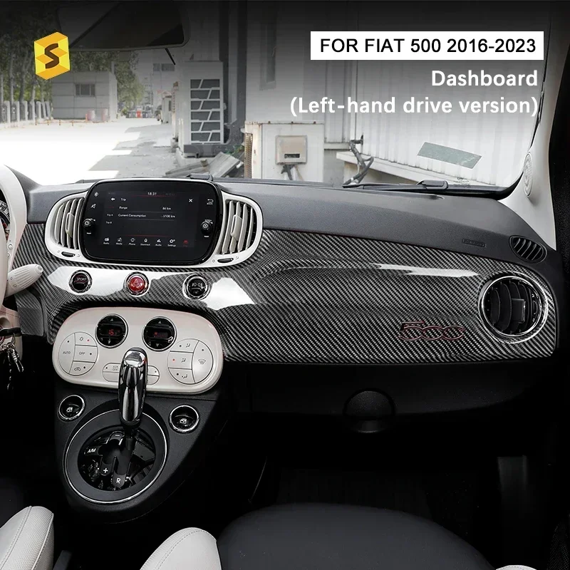 ES Carbon Fiber Car Dashboard (left-hand Drive Verson) for Fiat 500 2016-2023 Interior Accessories