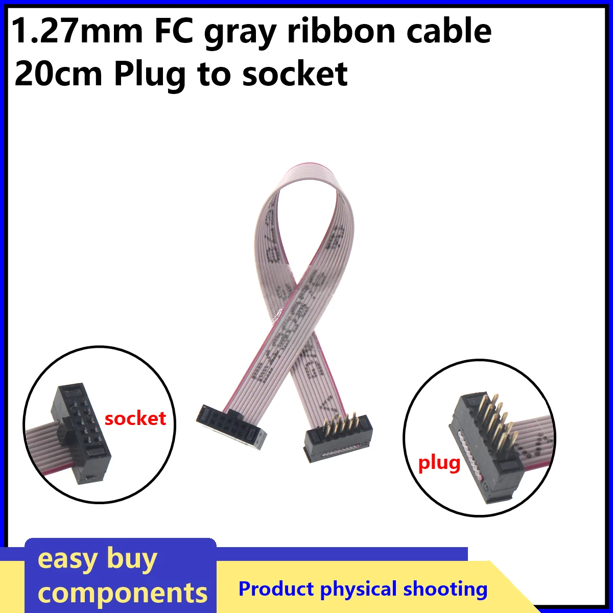 1PCS FC-FD DC4 IDC 1.27MM Pitch Male To Female Connector 10P 20P 30P 40P 50P 20CM 30CMPIN Flat Ribbon DOWNLOAD Data Cable