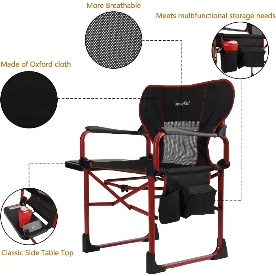 كرسي قابل للطي محمول كبير الحجم من الألومنيوم مع جيب جانبي وطاولة جانبية قابلة للتعديل لرحلة صيد الأسماك على الشاطئ وحفلات الحديقة #4