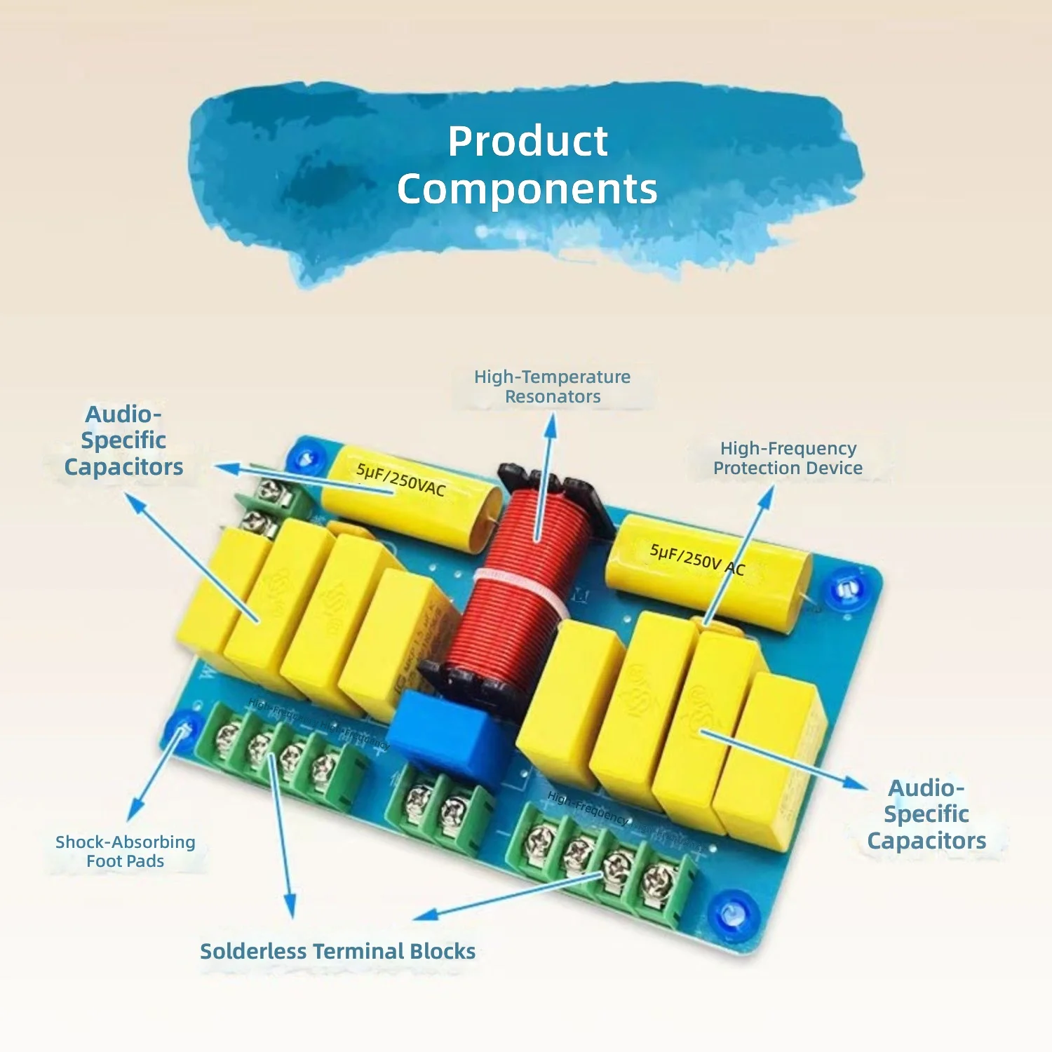 Three-way speaker, high power, high medium and low frequency divider, subwoofer 23456-way solder-free frequency divider