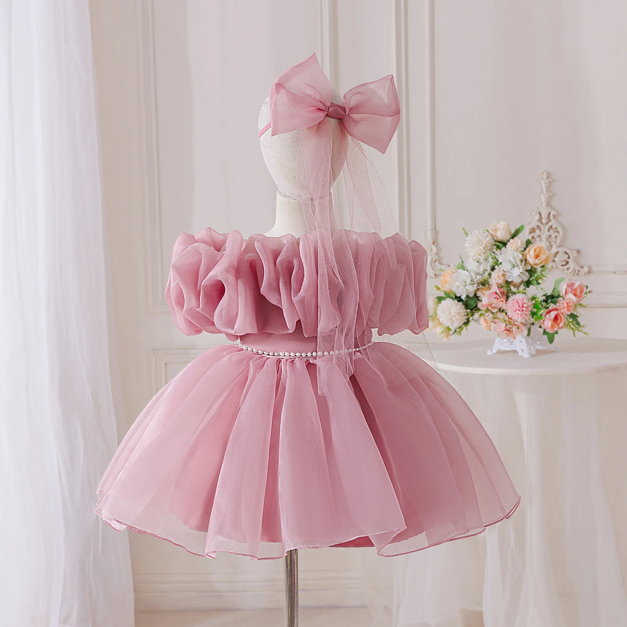 Mode Hochzeit Prinzessin Baby Mädchen Kleid Elegante Schleife 1. Geburtstag Taufe Party Prinzessin Kleider Mädchen Brautjungfern Kinder Kleidung