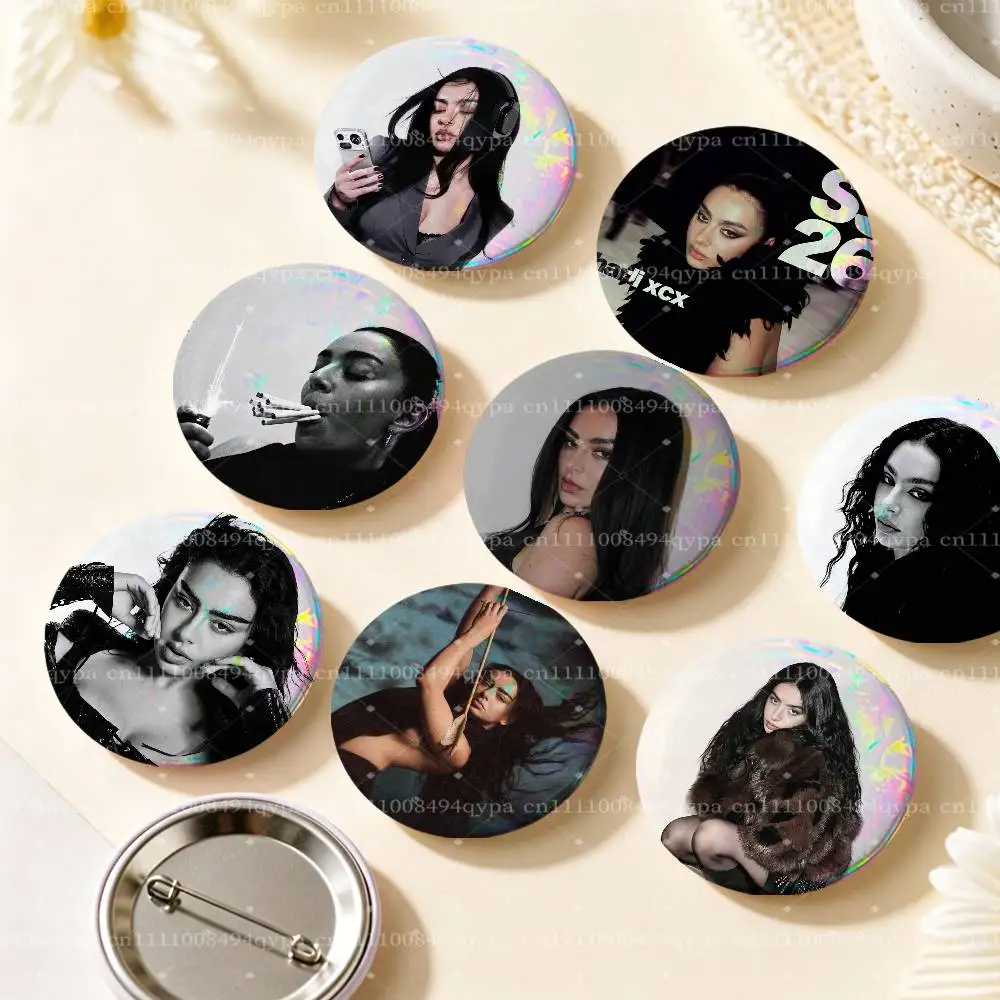 C-Charli XCX SS26 Pin Buttons Round Badge for Clothes Bags Hats Pins Accessories Backpacks Tote Bags Unisex Outfit Decor