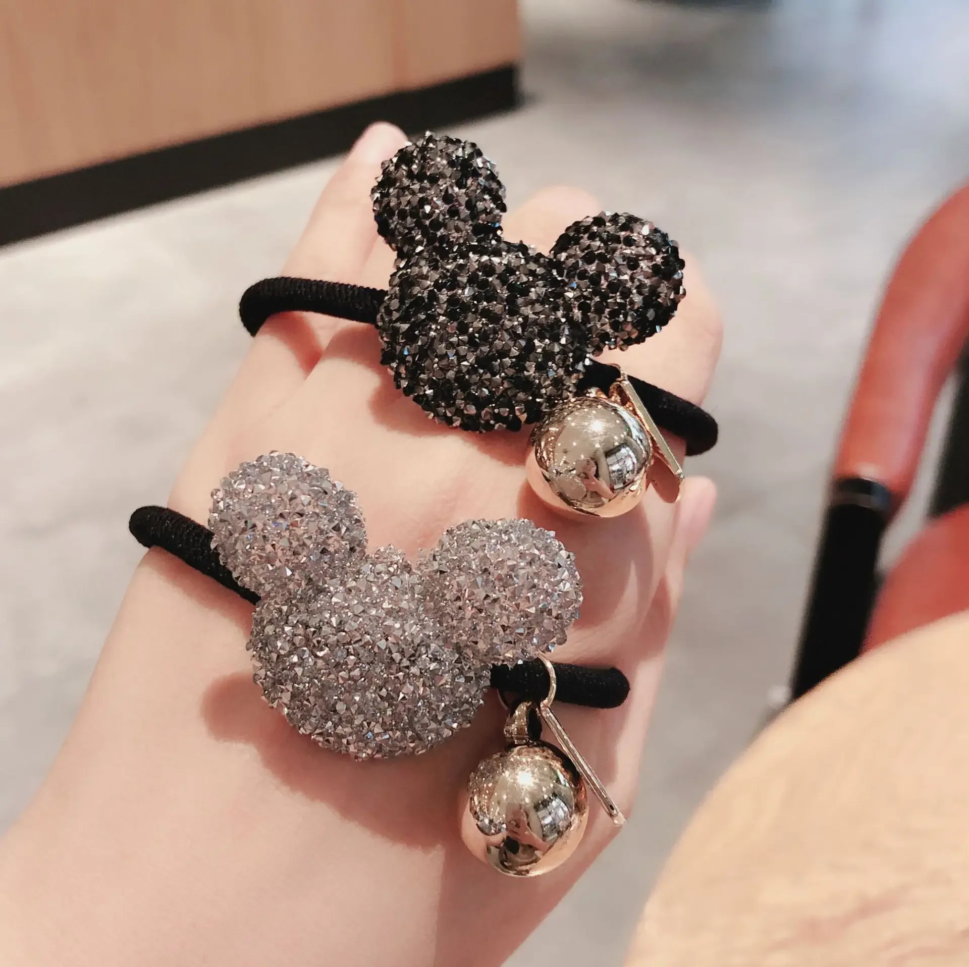 2 pcs/let Disney cartoon Mickey bow hair rope girl hair ring wild rubber band ball head rope Action Figures