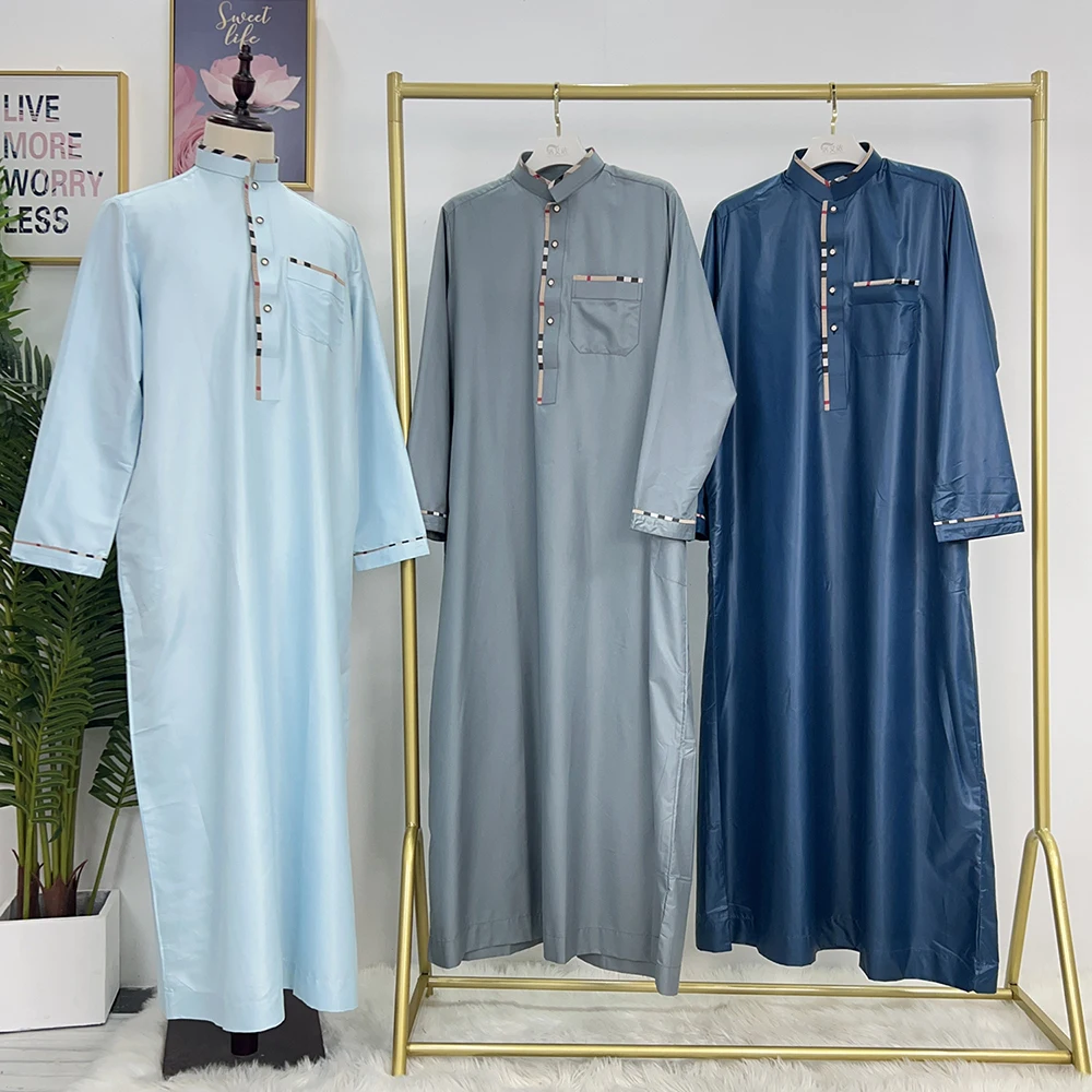 Новые традиционные мужские Thobes, однотонная повседневная одежда из Ближнего Востока, арабская Турция для мусульман, дышащая исламская одежда