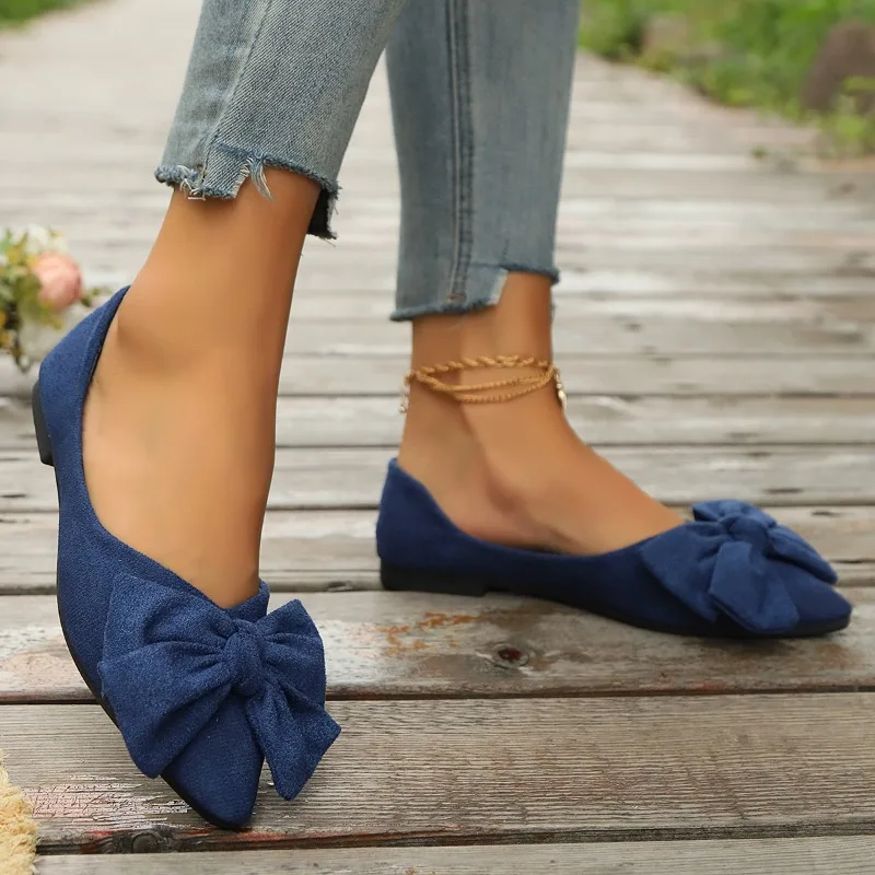 JGSHOWKITO Klassische Damen-Flats mit süßer Schleife, flache Ballerinas für Damen, spitze Zehenpartie, rutschfeste Damen-Mode-Loafer – Detail 24