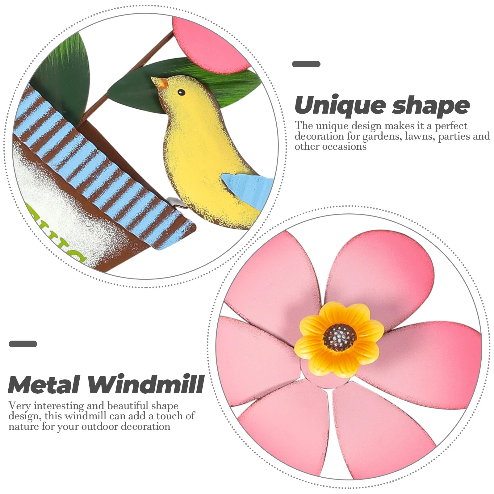 

Garden Metal Sunflower Windmill Outdoor Decorative Lawn Ornament Colorful Rotating Yard Decor Metal Windmill Pinwheel Decoration