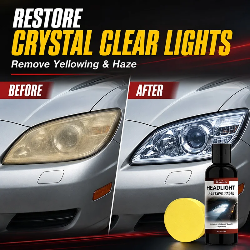 Automotive Headlight Restoration Polish Paste Car Lamp Cleaner Anti Yellowing Haze Oxidation Scratch Remover
