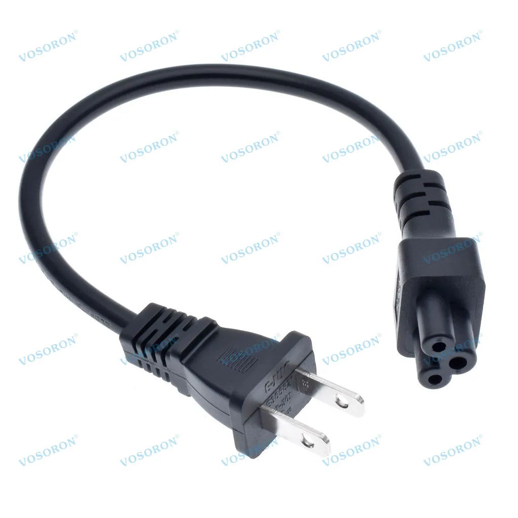 NEMA 1-15P to IEC 320 C5 power cable,2 Pin JP US Plug 2 Pole IEC 60320 C5 3 Prong AC Power Cord Short Laptop Portable Cable 30cm