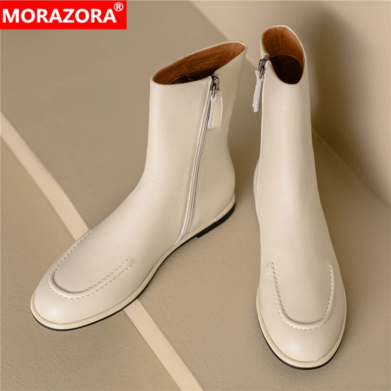 

MORAZORA 2026 New Arrival Ankle Boots For Women Zipper Autumn Winter Fashion Boots Ladies Short Genuine Leather Botas