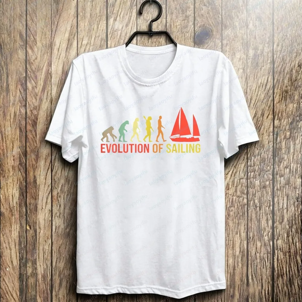 Retro Nautical Evolution Cotton Tee Sailing Evolution Art Shirt  for Men Sailor Gift Clothing Vintage Simple Summer Camisetas