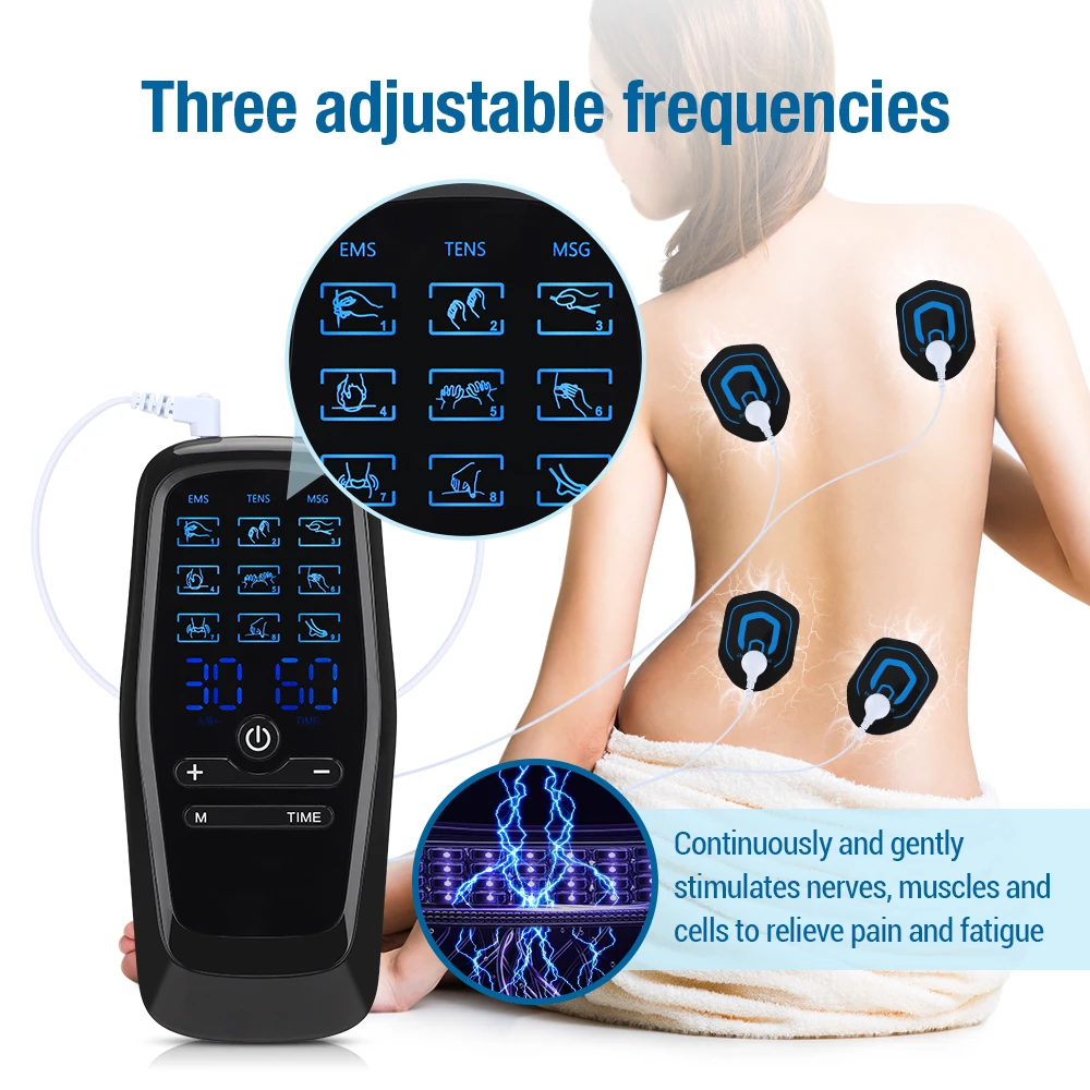 Digital TENS Machine EMS Massager with 9 Modes 30 Gears Electric Pulse Muscle Stimulator for Back And Neck Electrode Massage Pad