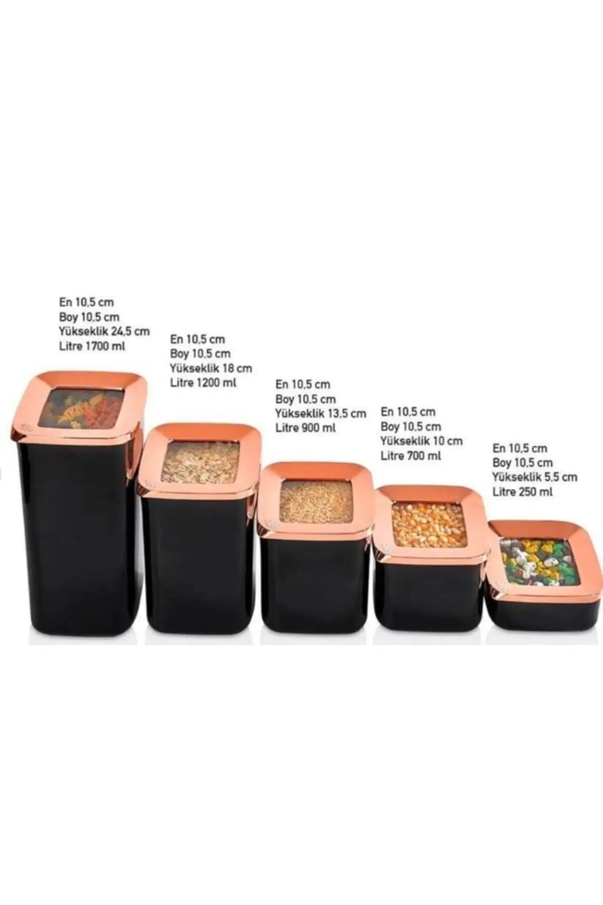 DOLBOVI 4 pcs 5 pcs Set luxury square storage container black copper 20 pieces