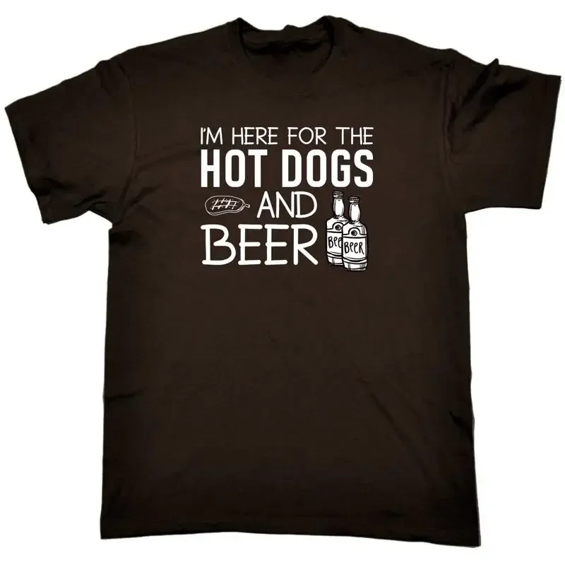 Im Here For The Hotdogs And Beer Mens Funny Novelty T Shirt