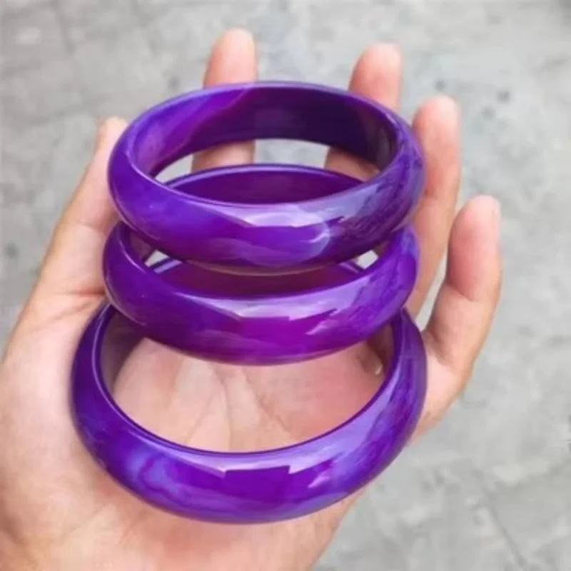 

Jewelry Lucky Accessories Gift Natural Genuine Royal Chalcedony Emperor Purple Agate Jade Bracelet Essence Bangle