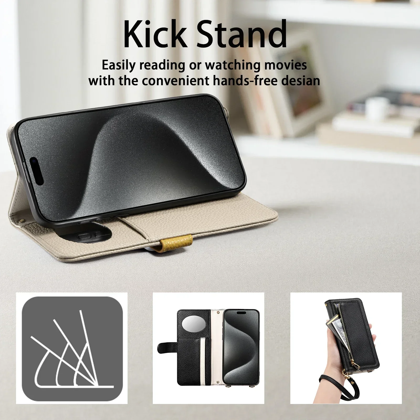 محفظة كروس بسحاب مع حامل بطاقة جراب هاتف لموتورولا إيدج 60S 50 برو 40 50 60 فيوجن 50 نيو جراب هاتف مع مرآة #4