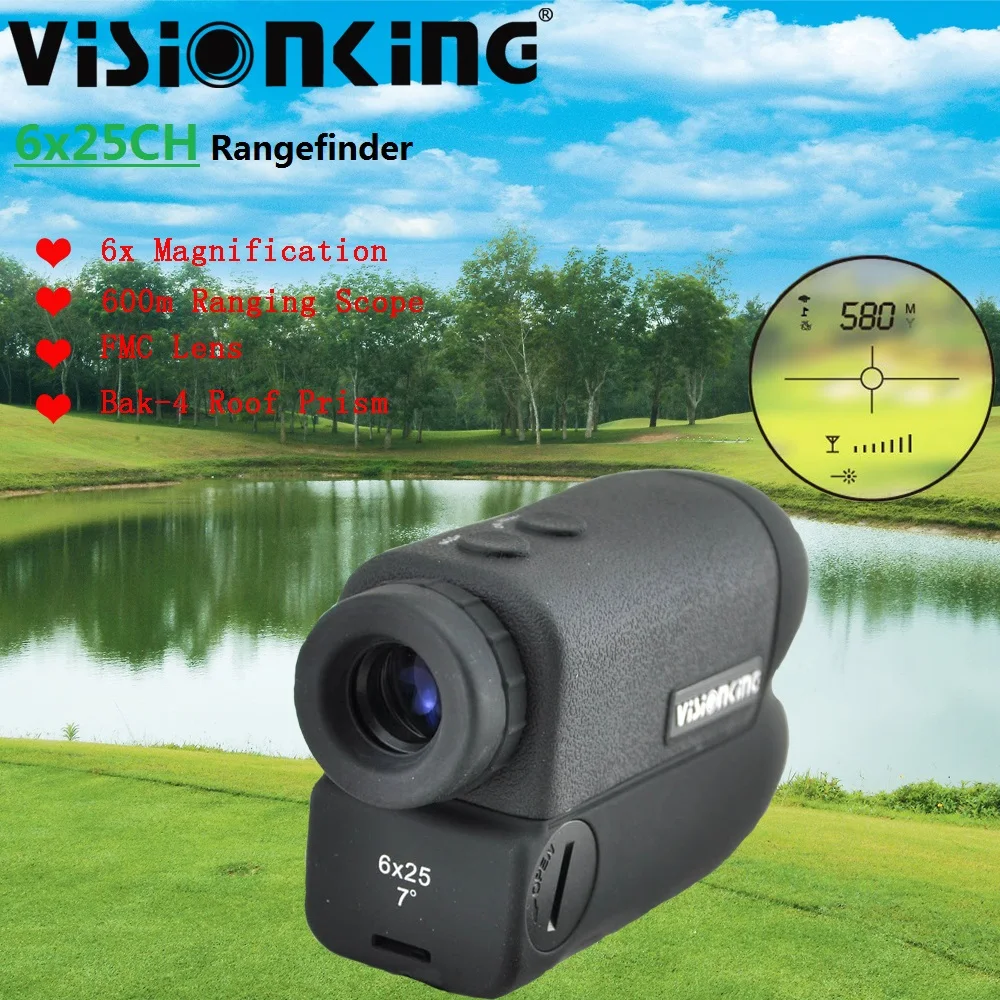 

Портативный лазерный дальномер для гольфа Visionking 6x25, дальномер 600 м, Монокуляр с блокировкой флага, телескоп для охоты на открытом воздухе