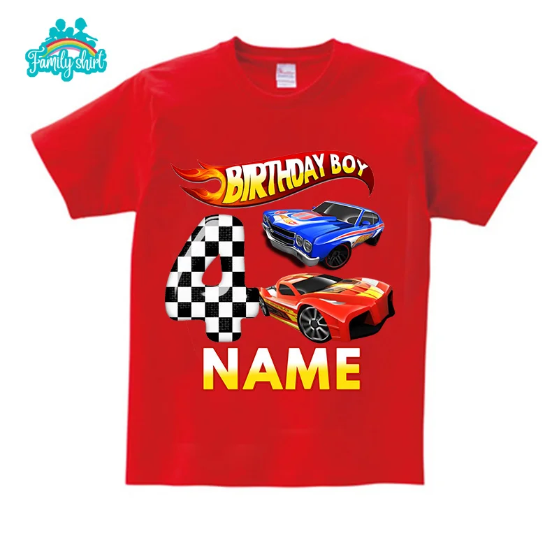 Kids Racing Birthday T Shirt 5 Year Old 2nd T Shirt Kids Shirts for Children Party BOYS Summer Custom Name Toddler Baby T Shirts