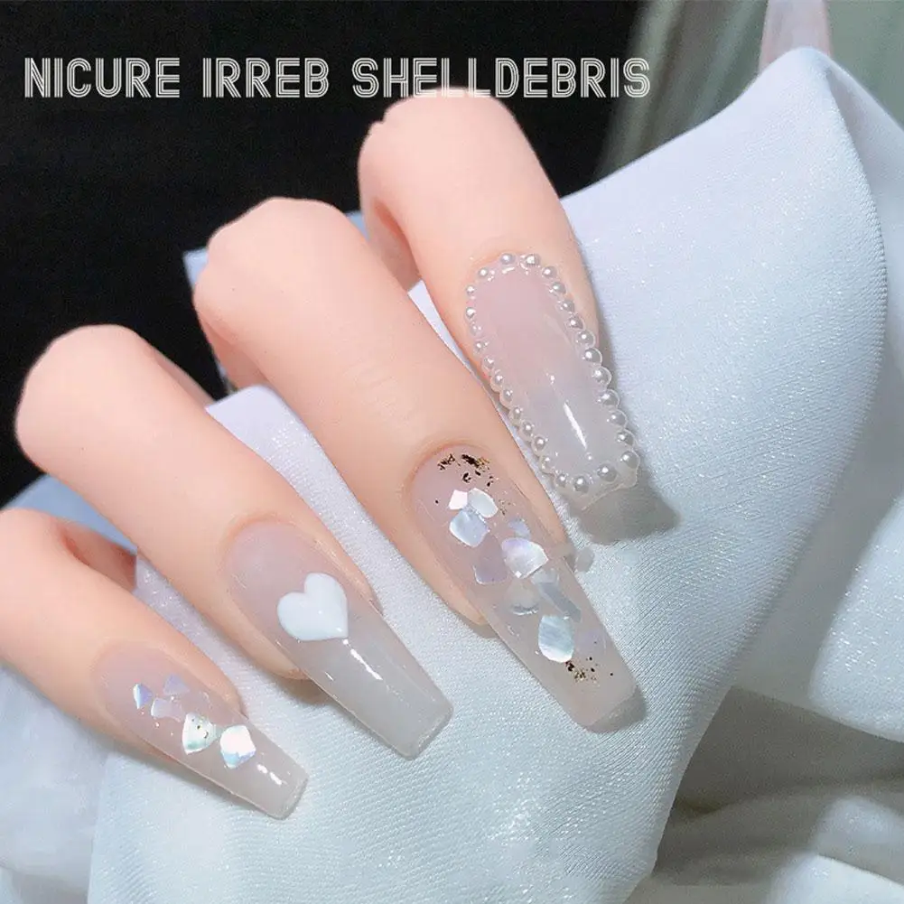 Ultra-Dunne Shell Plakjes Manicure Sieraden Onregelmatige Kleurrijke Abalone Fragmenten Boxed Manicure Diamanten Sprankelende Nagelsalon