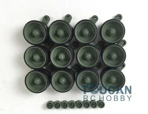 Metal Green 14 Road Wheels W/ Suspention Bars For HengLong Modification 1/16 Leopard2A6 Camouflage 3889 Model Parts TH00436