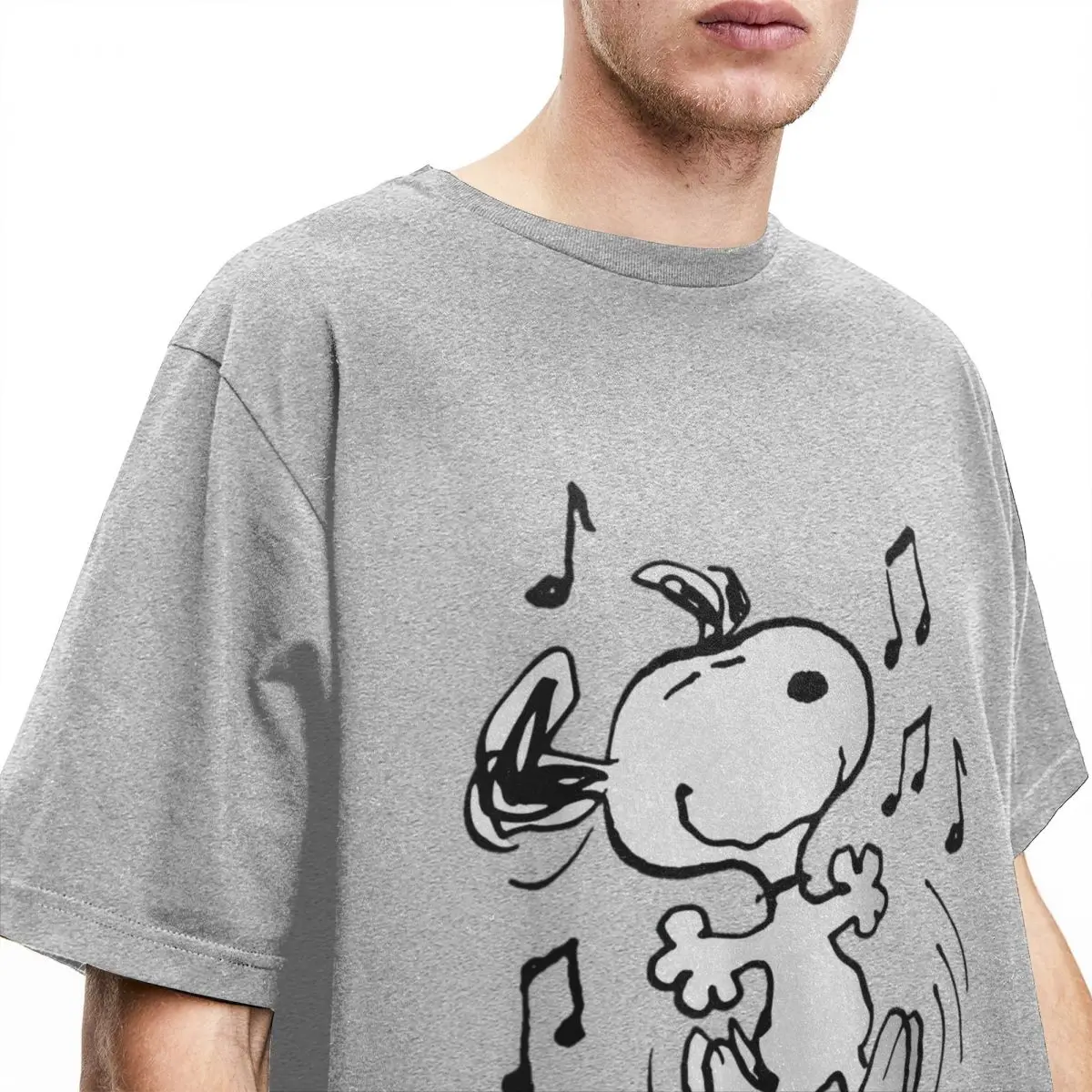 Men's Funny  Snoopy Dancing T Shirts Pure Cotton Tops Vintage Short Sleeve Crewneck Tee Shirt 4XL 5XL 6XL T-Shirts