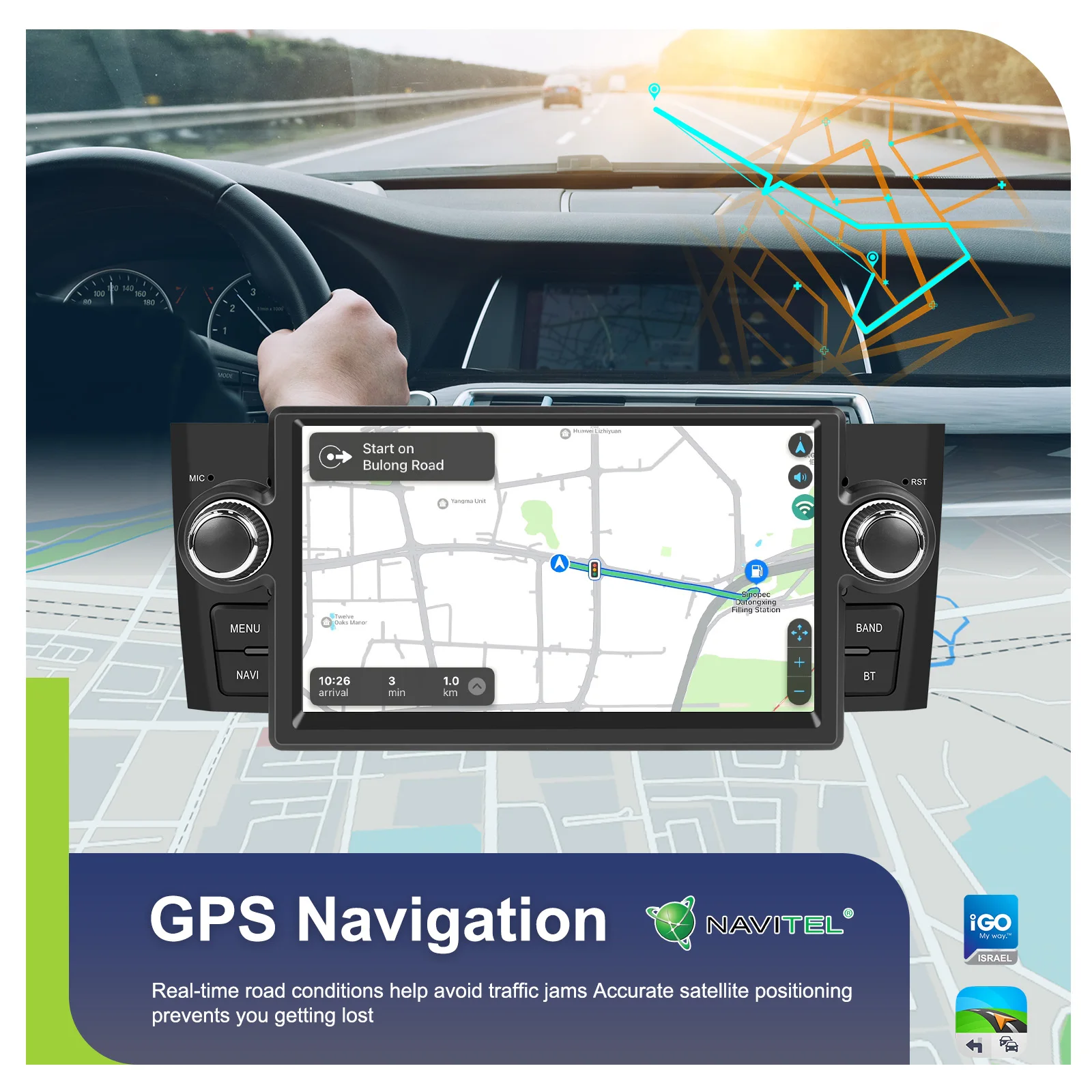 Podofo 1Din Android 4+64G Autoradio für FIAT Punto 05-09/Linea 07-11 Carplay Android Auto GPS WIFI Mirror Link Auto-Audio-Stereoanlage – Detail 4