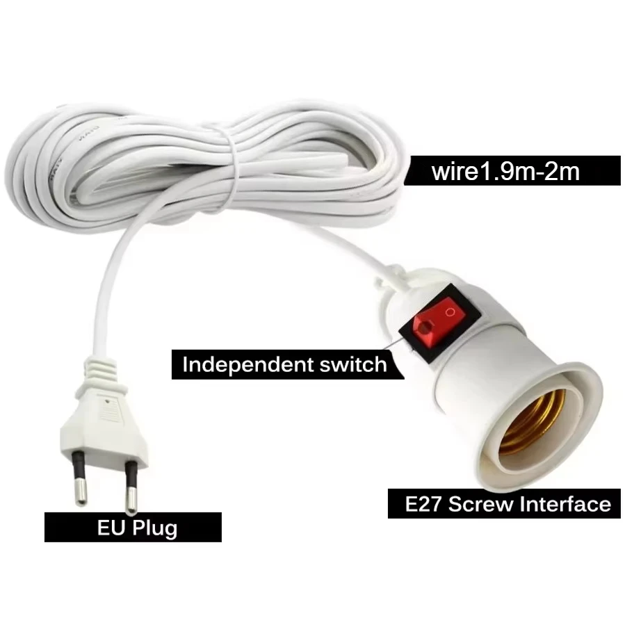 E27 Hanging Indoor Plants Light Holder Garden Lampholder With  Cable EU Plug with On/Off Switch Lamp Holder for Desk Light image 4