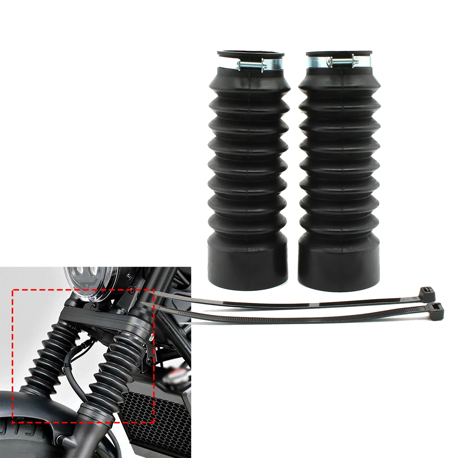 

Motorcycle Lower Front Fork Damping Protective Cover Boot Tube Slider for Honda Rebel CMX 250/300/450/500/1100 2017-2021