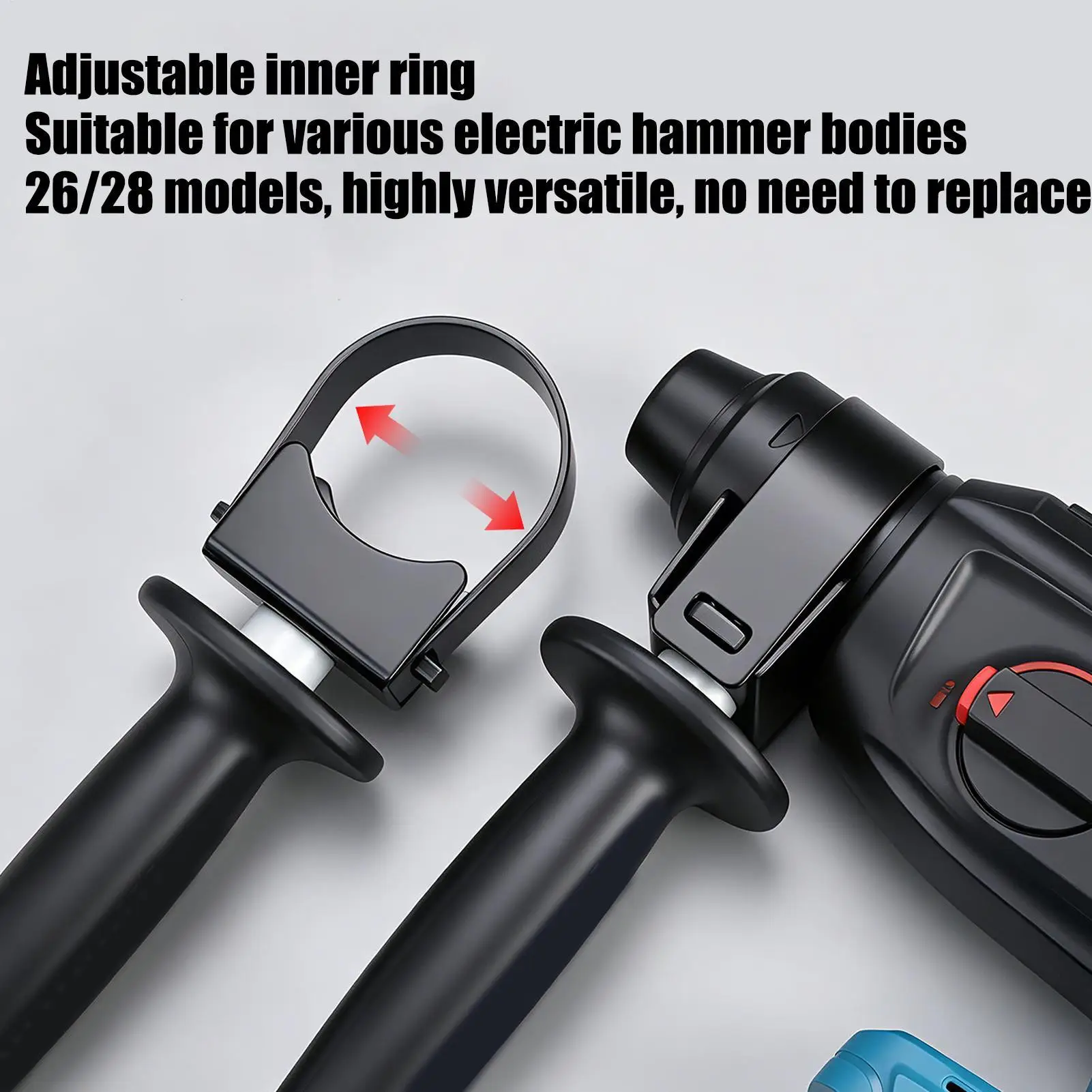 Adjustable Hammer Drill Side Handle Universal Adjustable Anti-Slip Grip Drill Replacement Side Handle For Demolition Drilling