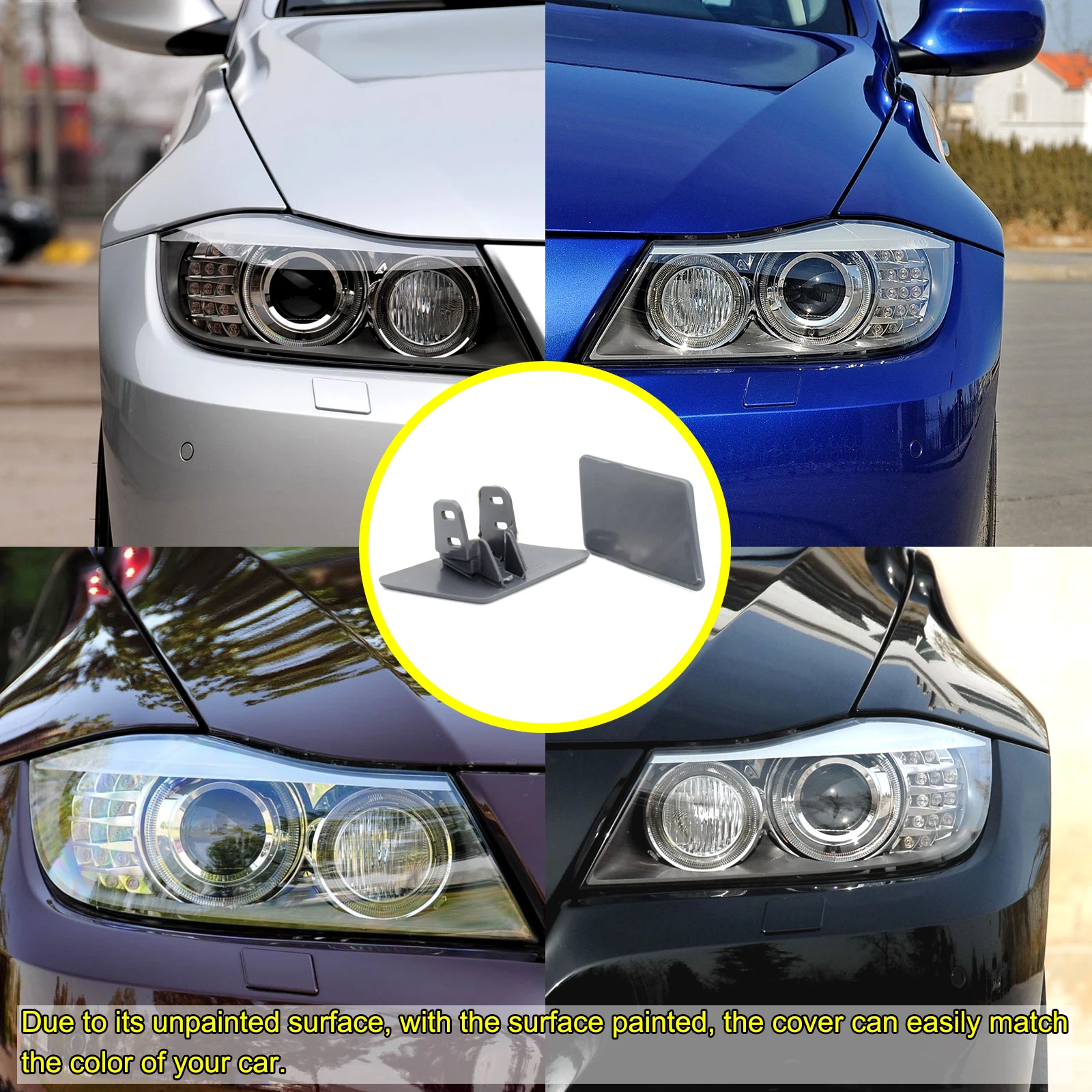 Dla BMW E90 E91 328xi 320i 325i 335i 325xi reflektor przedniego zderzaka osłona dyszy spryskiwacza R & L Cap 61677211209 61677211210 niepomalowane