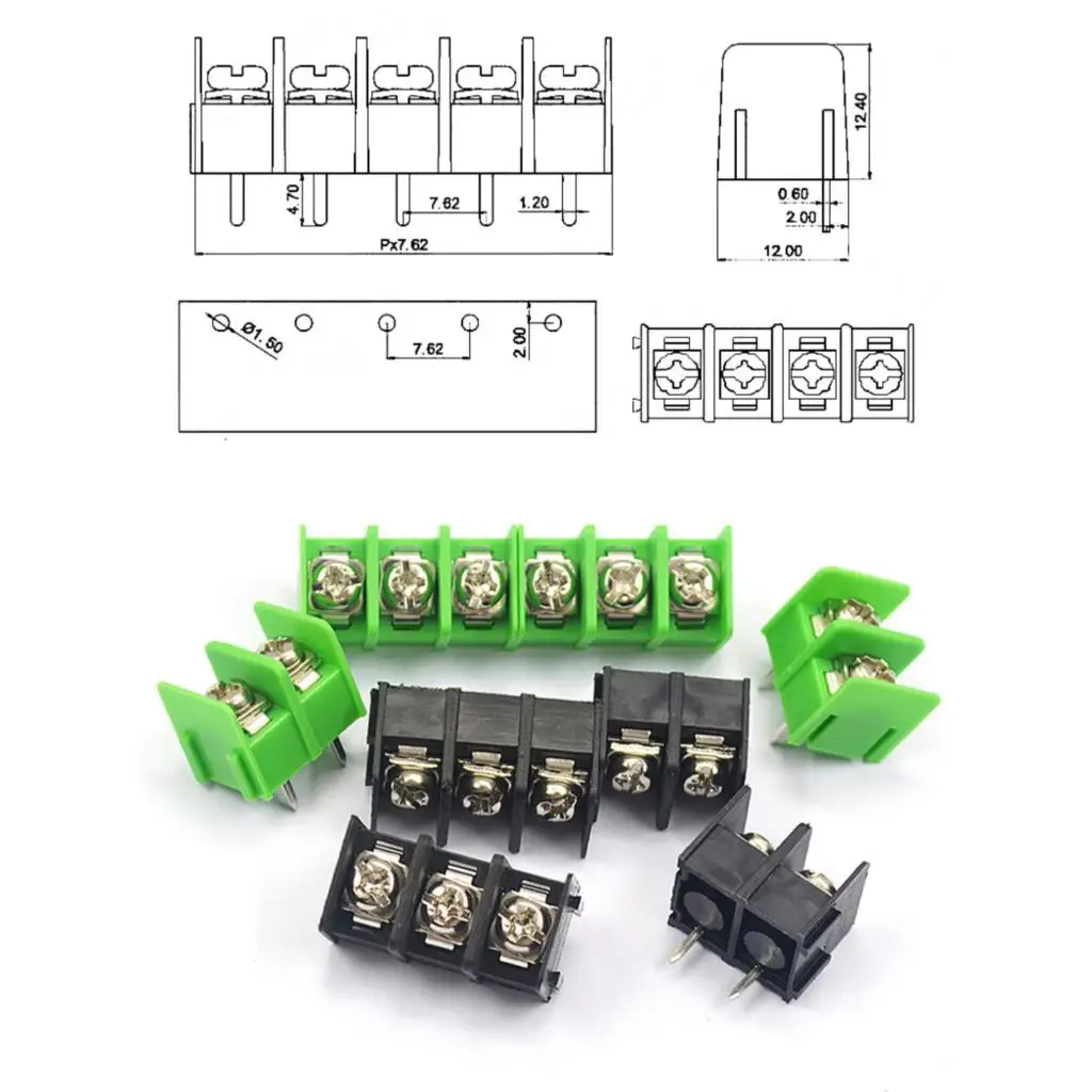 5pcs KF7.62-2P3P4P position terminal block PCB terminal connection plug-in 7.62mm can be stitched green / black