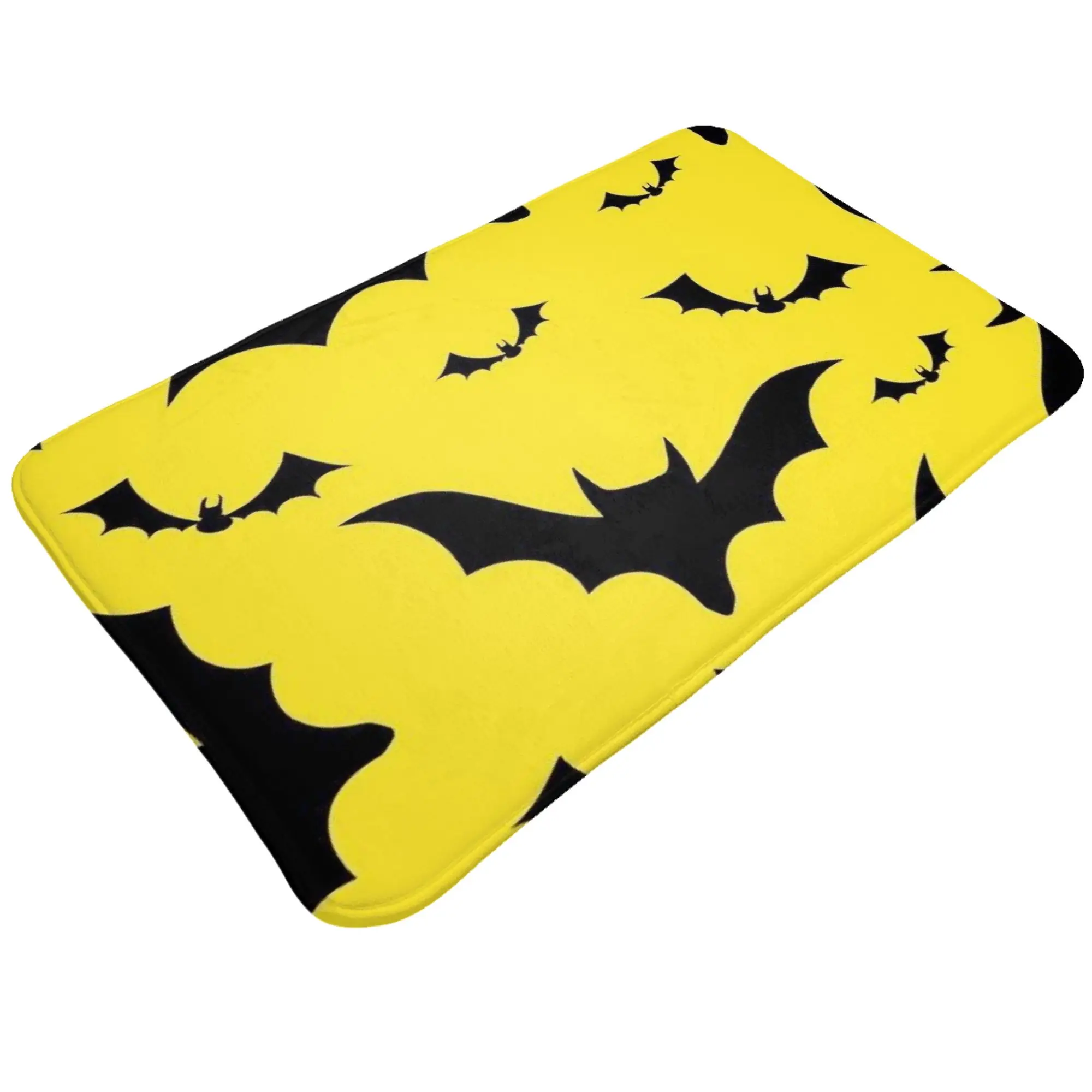 Yellow Black Halloween Bat Cloud Pattern Anti-Slip Doormat Living Room Mat  Entrance Indoor Home Decorative