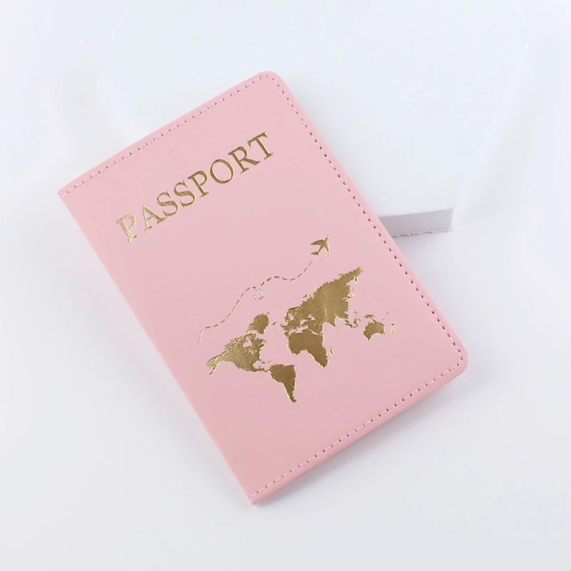 Accesorios viaje para hombre y mujer, porta pasaporte con mapa, funda identificación, tarjeta bancaria portátil, billetera