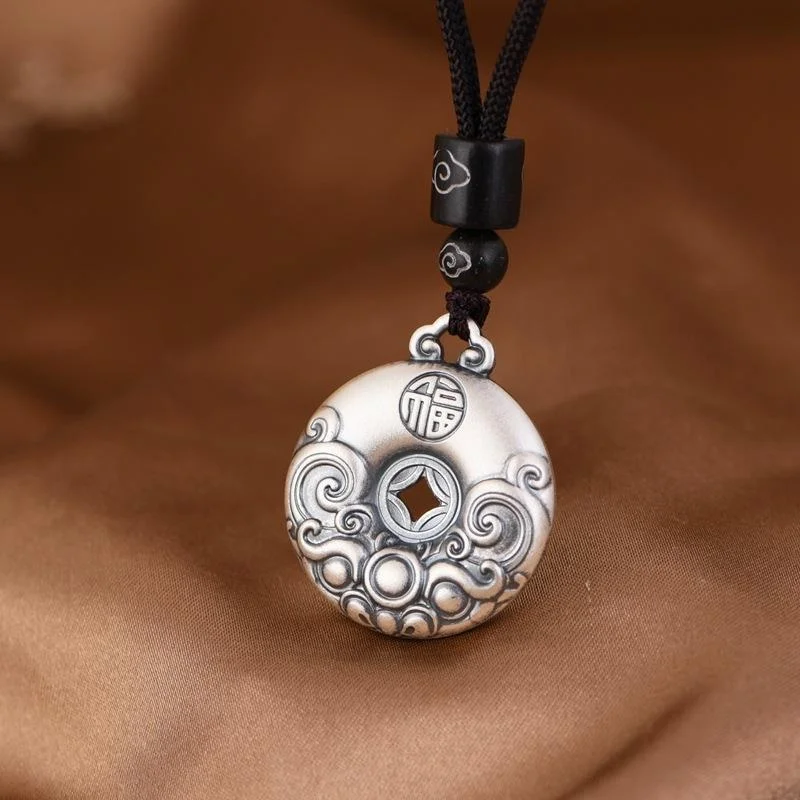 

Ethnic Style Safety Buckle Pendant For Women Jewelry Vintage Relief Coin PixiuDesign Men Amulet Necklace Gift For Lover