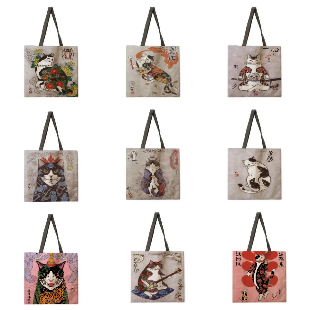 

Warrior Cat Linen Bag Handbag Lightweight Shoulder Bag Large Capacity Eco friendly Shopping Bag Handbag