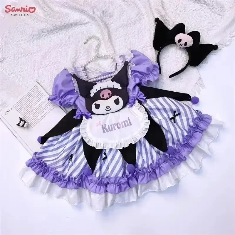 

Sanrio Kuromi Kawaii My Melody Kids Cartoon Dress Short Sleeve Girls Princess Costume Cute Daily Anime Lolita Set Birthday Gifts