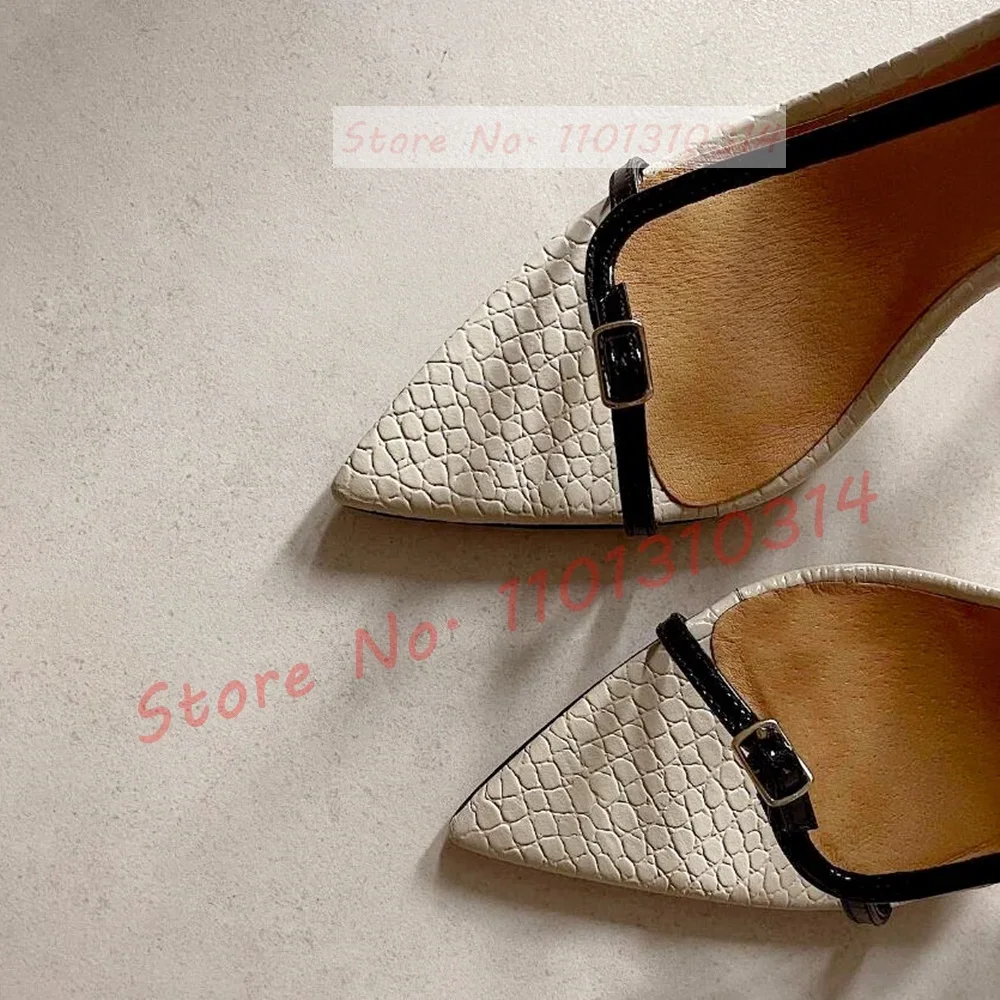 

Slender Buckle Strap White Sandals Women Elegant Back Strap High Heels Shoes Female Summer All Match Feminine Party Sandals