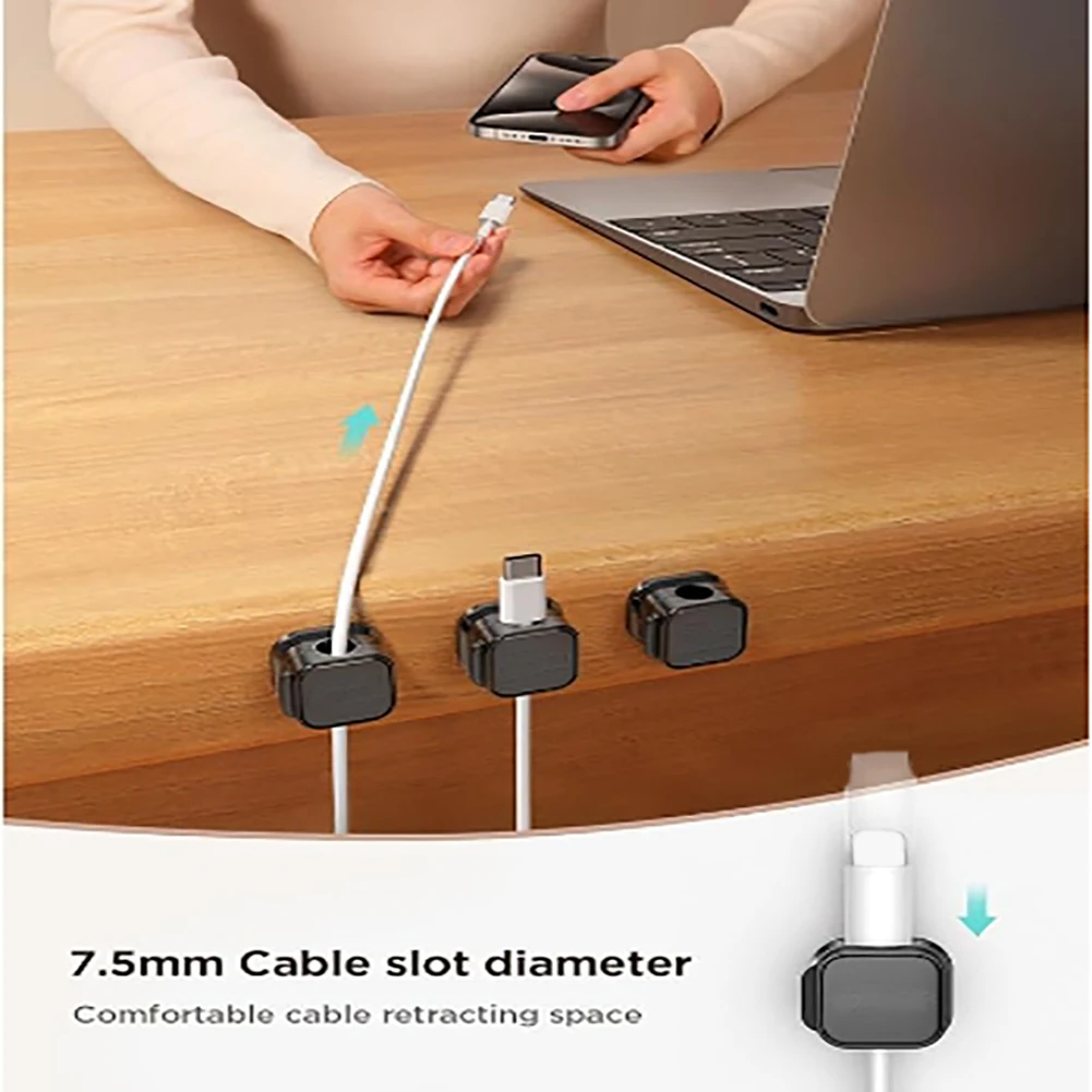 Cord Holder ABS Magnetic Phone Cable Clips Adhesive Cable Management Organizer For Desk Nightstand Car Wall