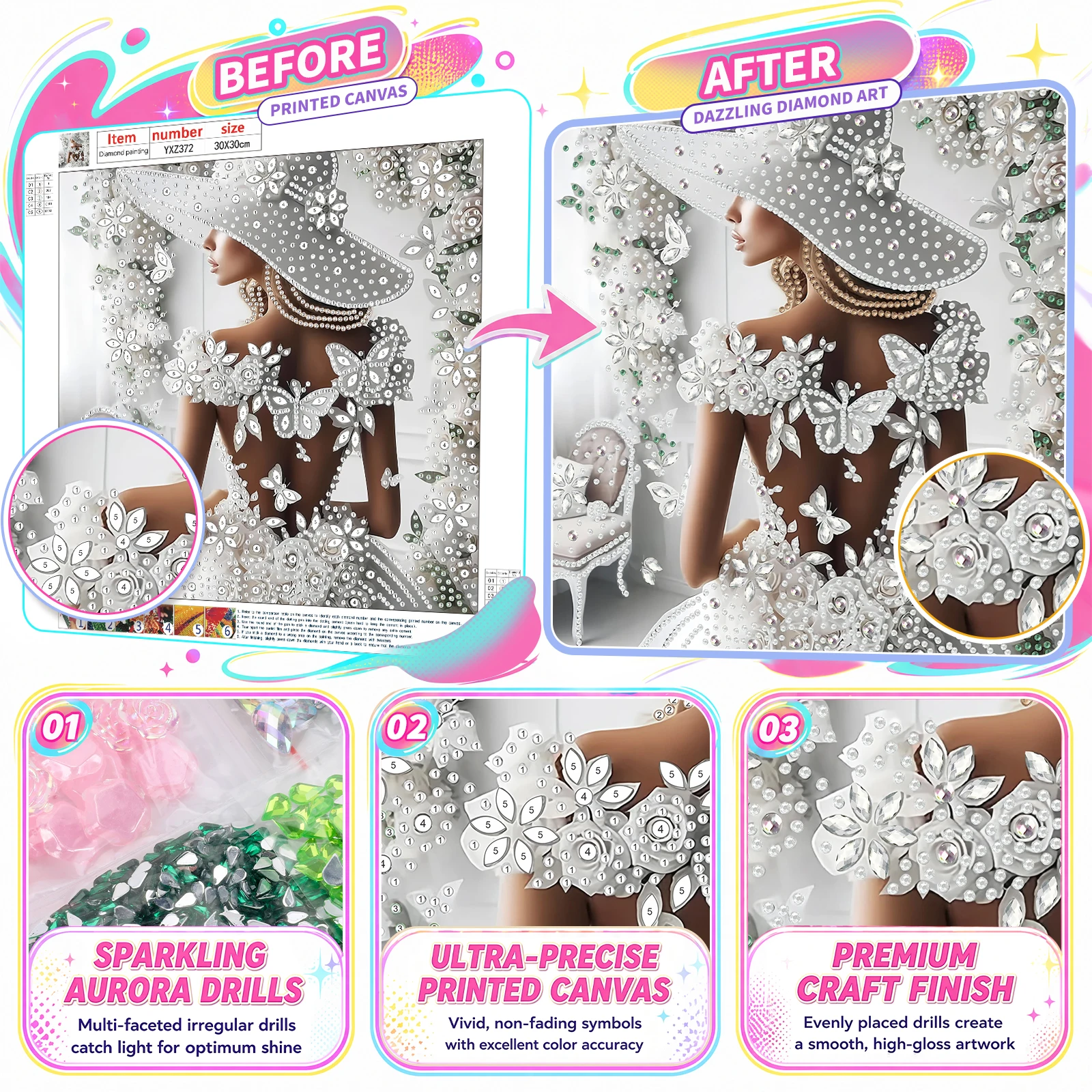ホワイトハット特殊形状5D DIY部分ドリルダイヤモンドドッ - Resin Art For Beginner のレビューと価格