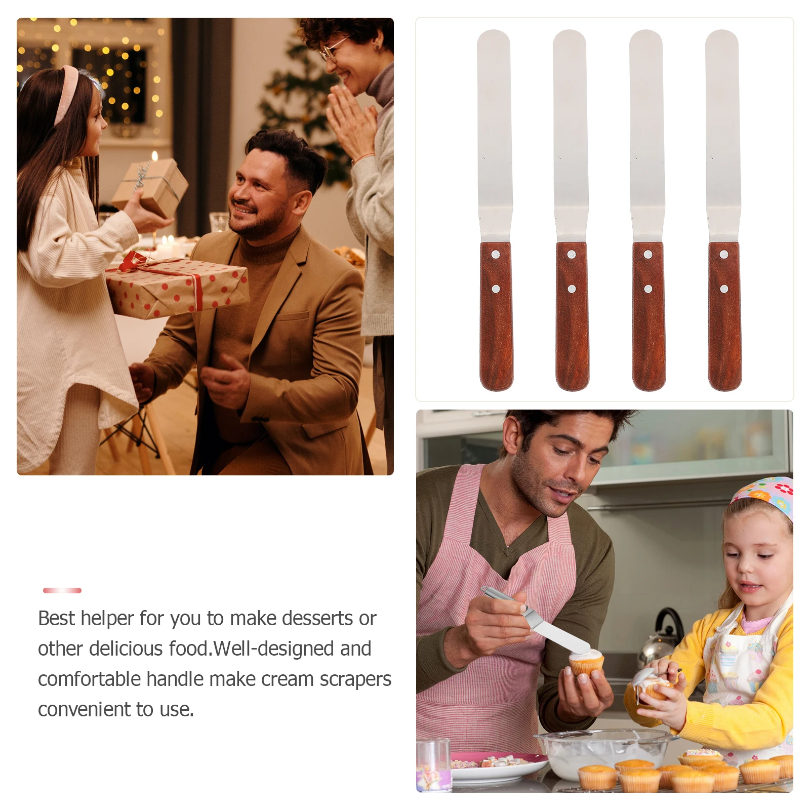 

4 Pcs Cream Spatula Kitchen Supply Baking Tool Butter Spreader Smoother Decorate