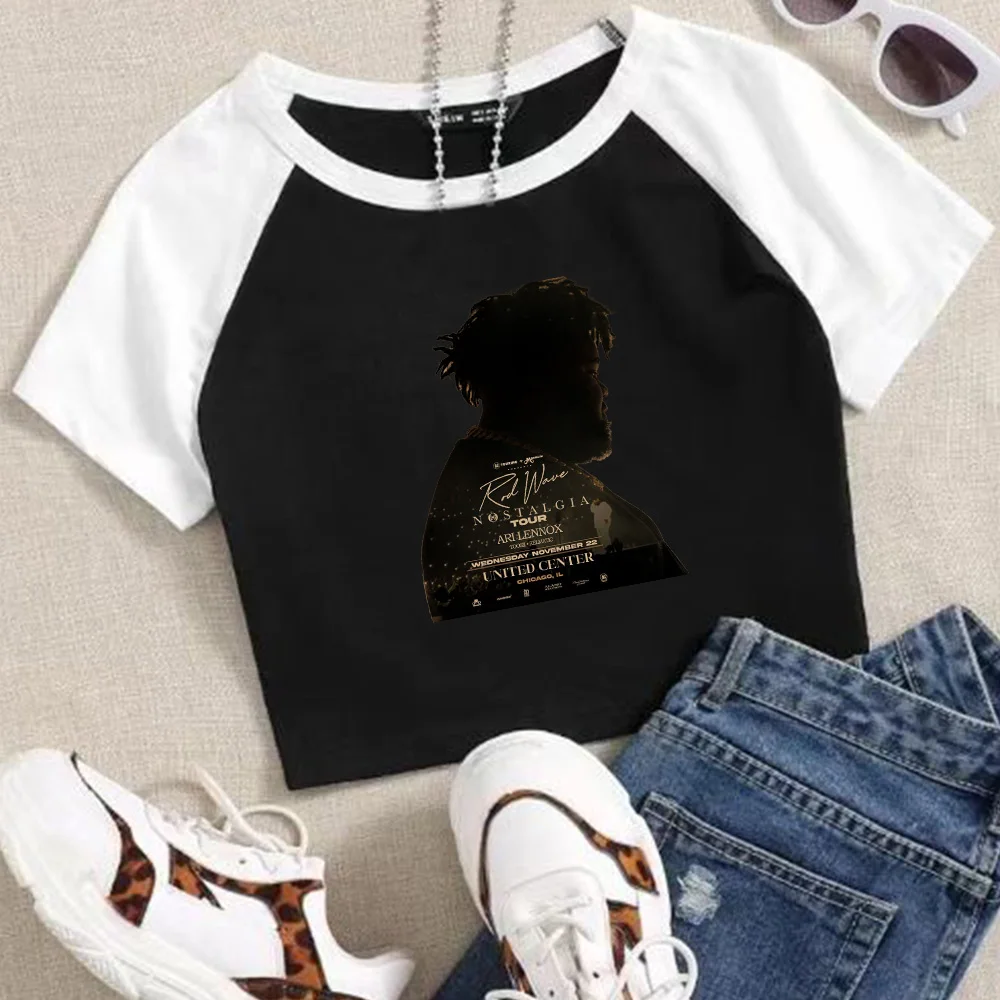 Rod Wave Nostalgia Tour Crop Tops T-Shirt Women Girls Fashion O-Neck Short Sleeves Fans Gift Tops