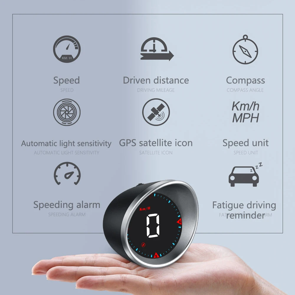 Geyiren G5 Car Digital Speedometer GPS HUD Km/h MPH Speed Meter Gauge Security Alarm Head Up Display Auto Electronic Accessories