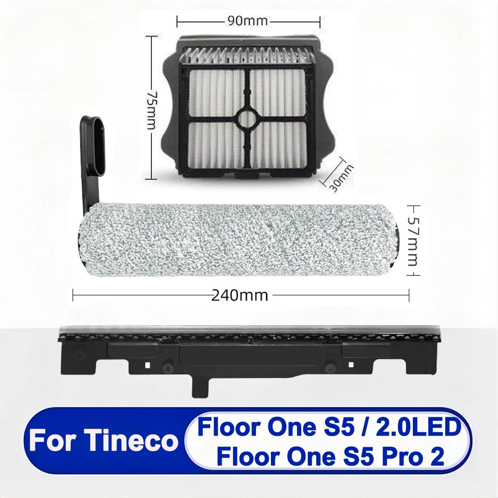 Fro Tineco Floor ONE S5 Combo Cordless Wet Dry Vacuum Cleaner Spare Parts：Roller Brush， HEPA Filter，Scrape Strip，Cleaning brush