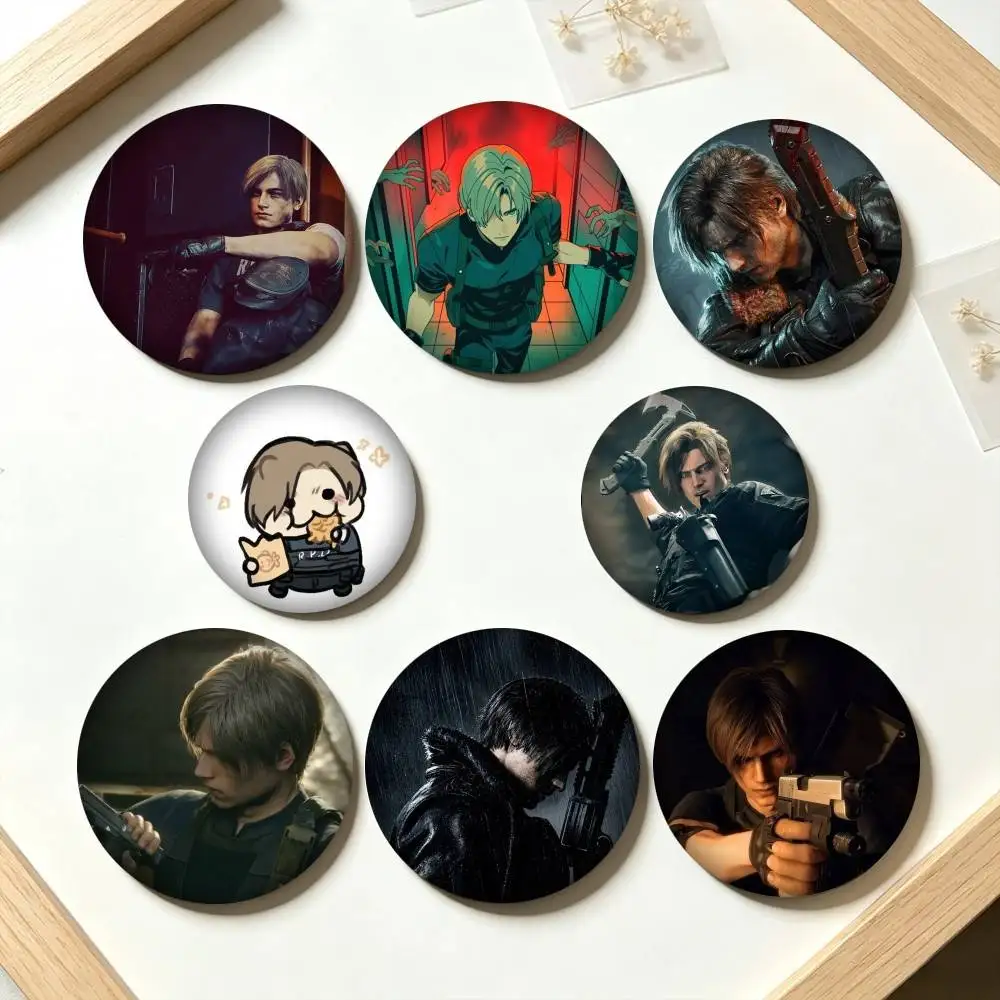 L-Leon S Kennedy Resident Evil 25mm 32mm 44mm 58mm 75mm Brooches Badges Pins for Accessories Gift