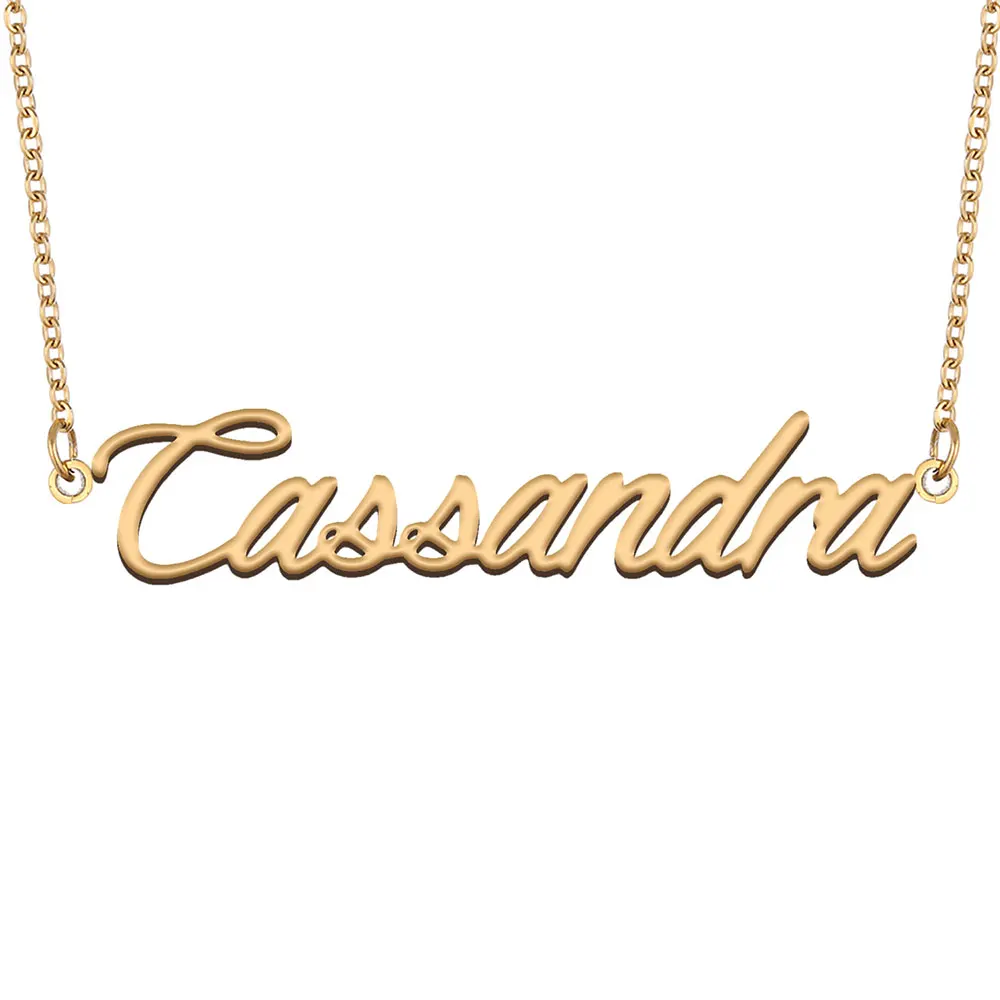 

Cassandra Name Necklace for Women Stainless Steel Jewelry Gold Color Nameplate Pendants Collares Para Mujer Letters Choker